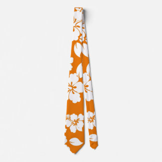 Orange Hawaiian Pattern Tie