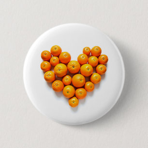 Orange Heart 6 Cm Round Badge