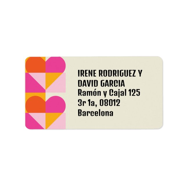 Orange Heart and Pink Grid Label (Front)