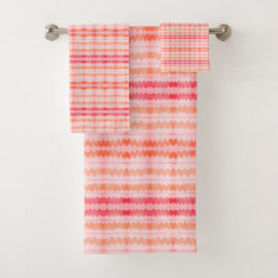 Orange Heart Bath Towel Set