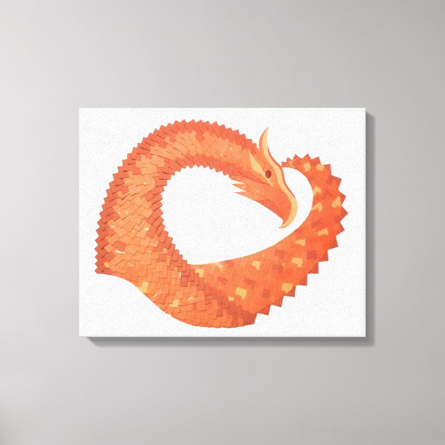 Orange heart dragon on white canvas print (Front)