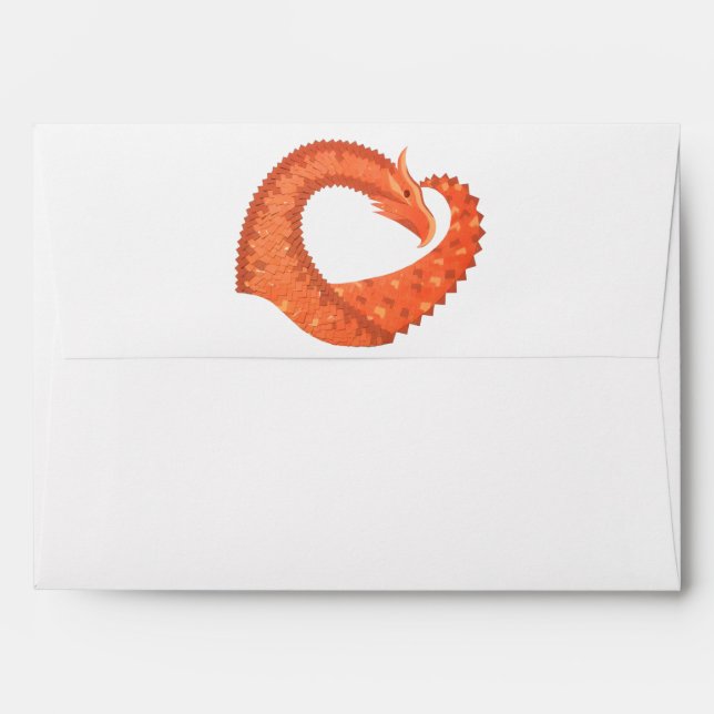Orange heart dragon on white envelopes (Back (Top Flap))