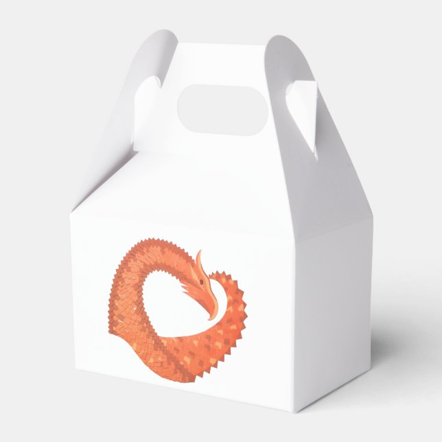 Orange heart dragon on white favour box (Front Side)