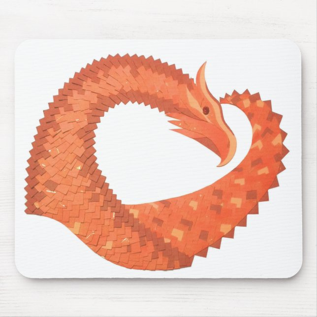 Orange heart dragon on white mouse mat (Front)