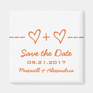 Orange Heart Equation Save the Date Magnet