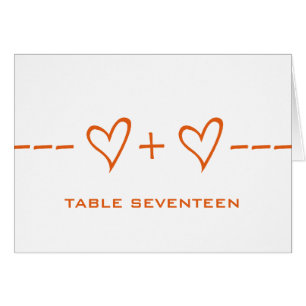 Orange Heart Equation Table Number Card