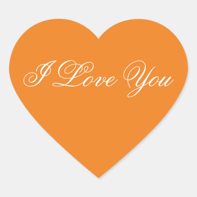 Orange Heart Sticker - I Love You (Front)