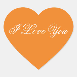 Orange Heart Sticker - I Love You