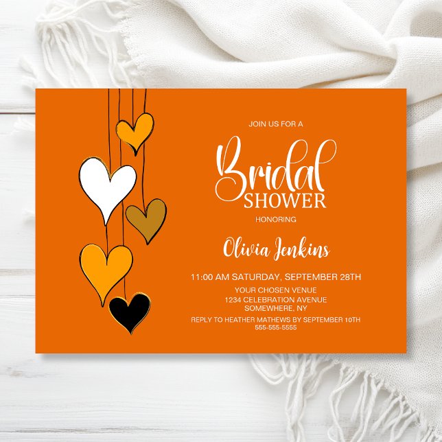 Orange Heart Theme Bridal Shower Invitation (Creator Uploaded)