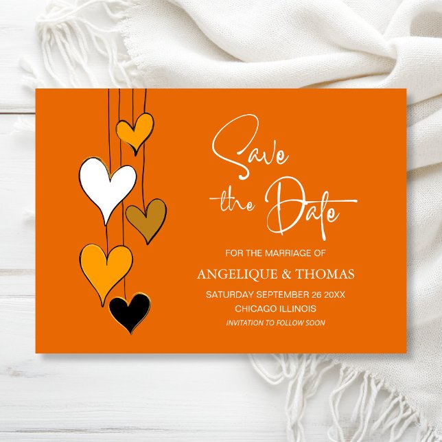 Orange Heart Theme Wedding Save the Date (Creator Uploaded)