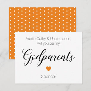 Orange Heart Will You Be My Godparents Proposal Invitation