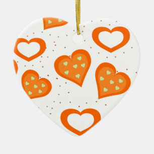 Orange Hearts Christmas Ornament