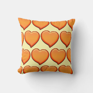 Orange Hearts Pattern Cushion