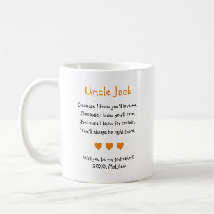 Orange Hearts Will You Be My Godfather Poem Photo Coffee Mug