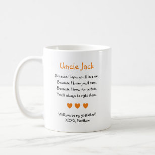 Orange Hearts Will You Be My Godfather Poem Photo Coffee Mug