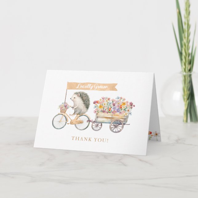 Orange Hedgehog Baby Shower Thank You Card  (Front)