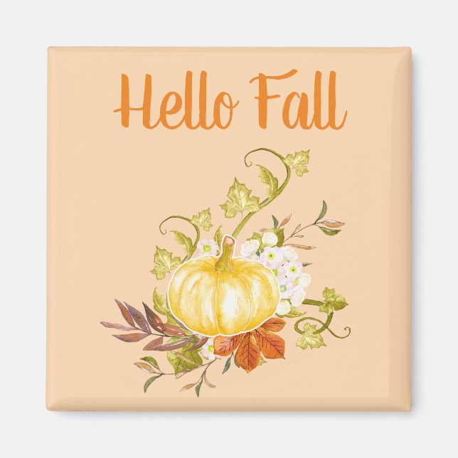 Orange Hello Fall Shades of Autumn Kitchen  Magnet (Front)