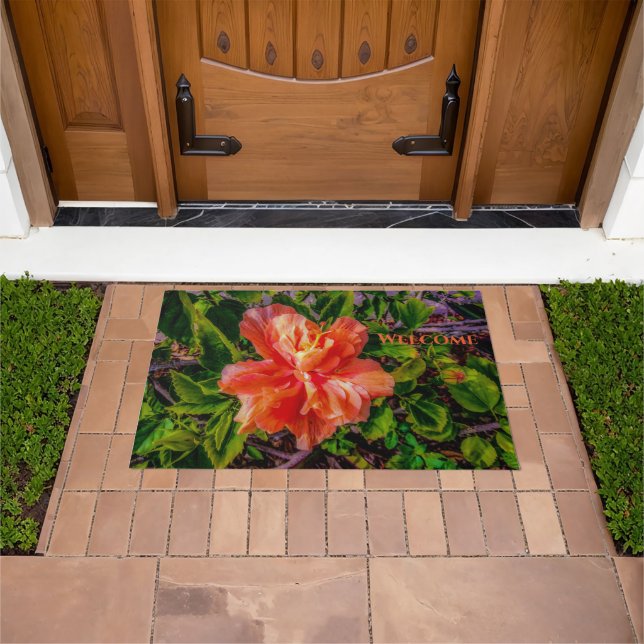 Orange Hibiscus Beauty Doormat (Outdoor)