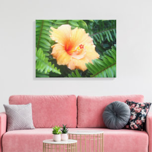 Orange Hibiscus Flower Canvas Print