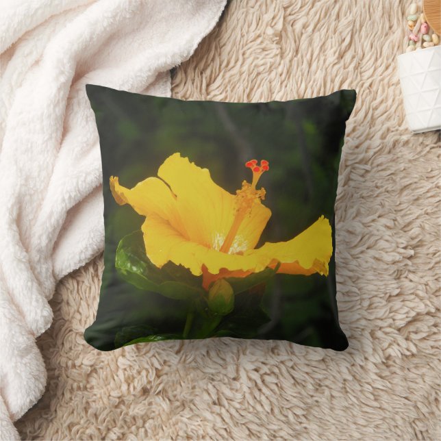 Orange Hibiscus Flower Cushion (Blanket)
