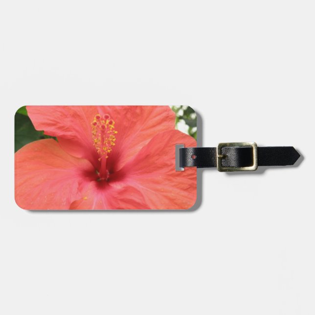 Orange Hibiscus Flower Macro Custom Luggage Tag (Front Horizontal)