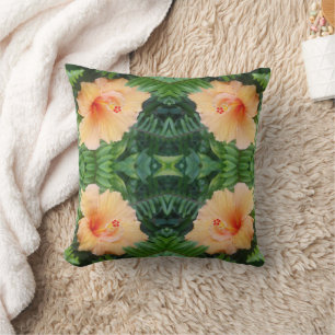 Orange Hibiscus Flower Pattern Cushion