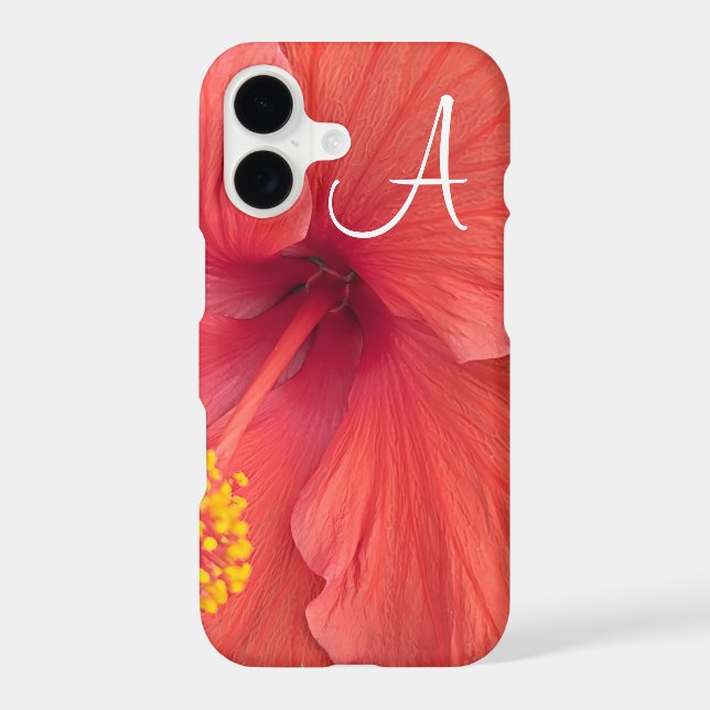 Orange Hibiscus Flower Photo with White Initial (Back)