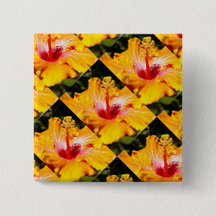 Orange Hibiscus Flower Side View 15 Cm Square Badge