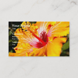 Orange Hibiscus Flower Side View Business Card