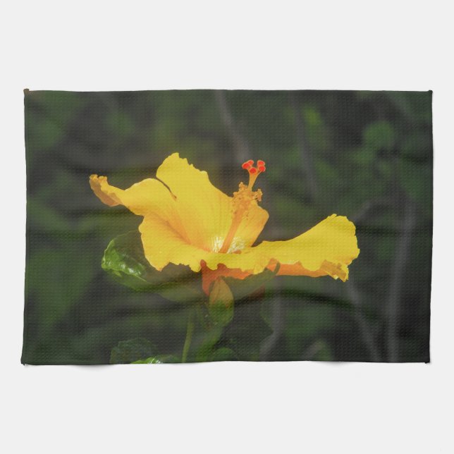 Orange Hibiscus Flower Tea Towel (Horizontal)