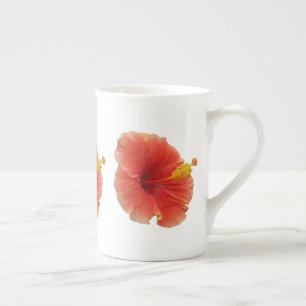 Orange Hibiscus Flower Tropical Floral Bone China Mug
