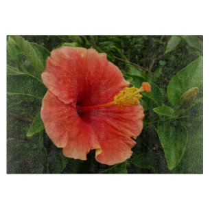 Orange Hibiscus Flower Tropical Floral Cutting Board