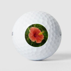 Orange Hibiscus Flower Tropical Floral Golf Balls
