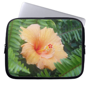 Orange Hibiscus Flower with Ferns Laptop Sleeve