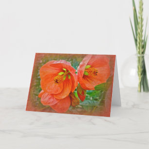 Orange Hibiscus Flowers Card