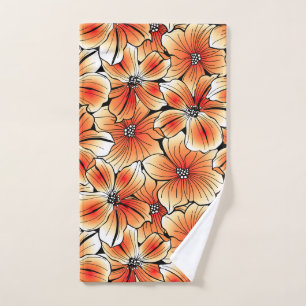 Orange hibiscus hand towel