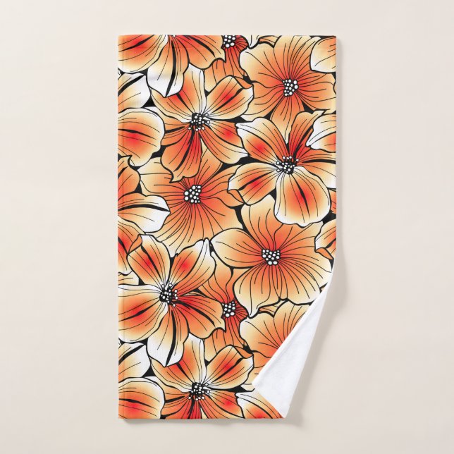 Orange hibiscus hand towel (Hand Towel)