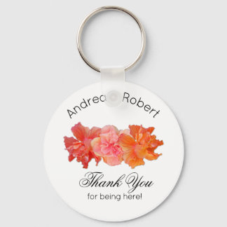 Orange Hibiscus Personal Thank You Key Ring Favour
