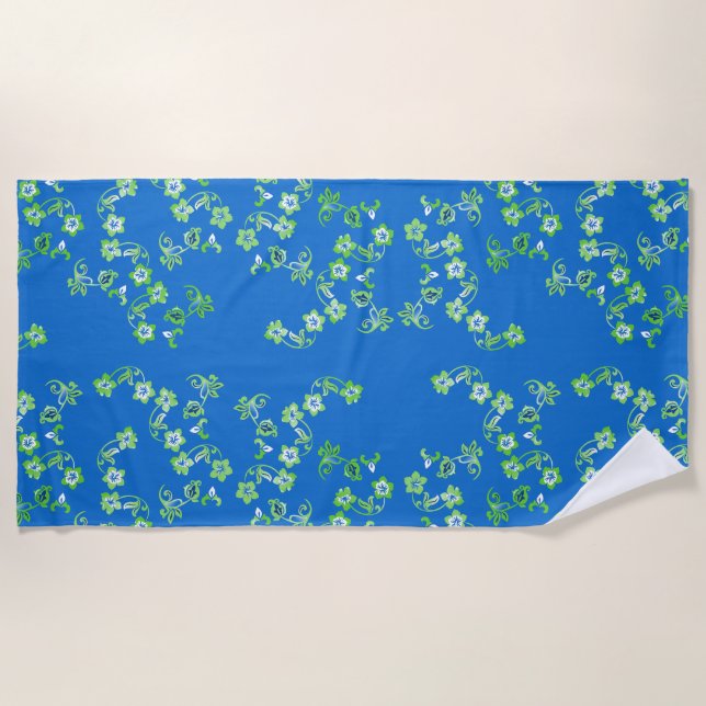 Orange Hibiscus Print Beach Towel (Front)