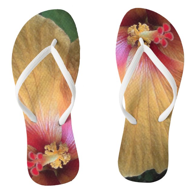Orange Hibiscus Ruffle Flip Flops (Footbed)