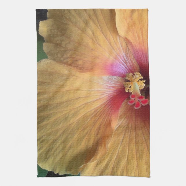 Orange Hibiscus Ruffle Tea Towel (Vertical)