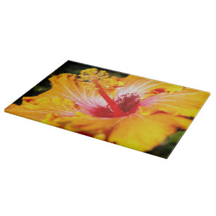 Orange Hibiscus Side View Cutting Board