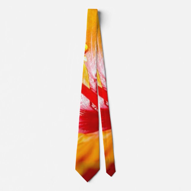 Orange Hibiscus Side View Tie (Front)
