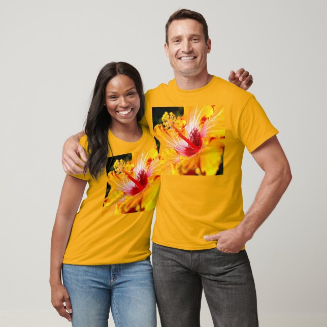 Orange Hibiscus Side View Unisex T-Shirt (Unisex)