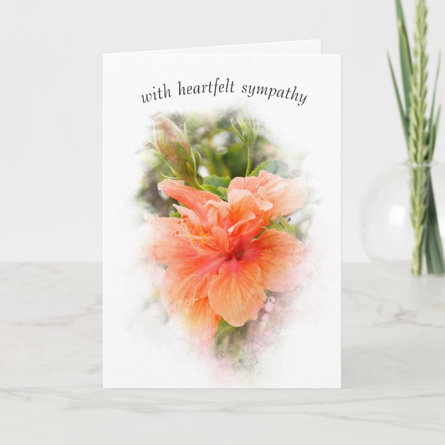 Orange Hibiscus Sympathy Card (Front)