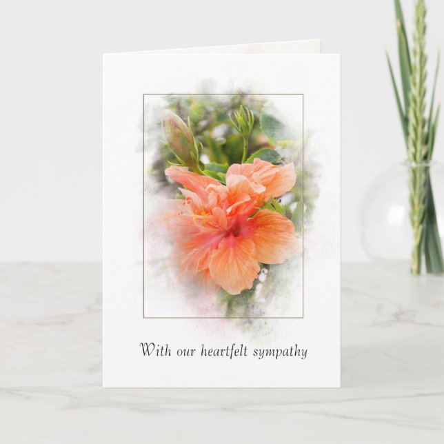 Orange Hibiscus Sympathy Card (Front)