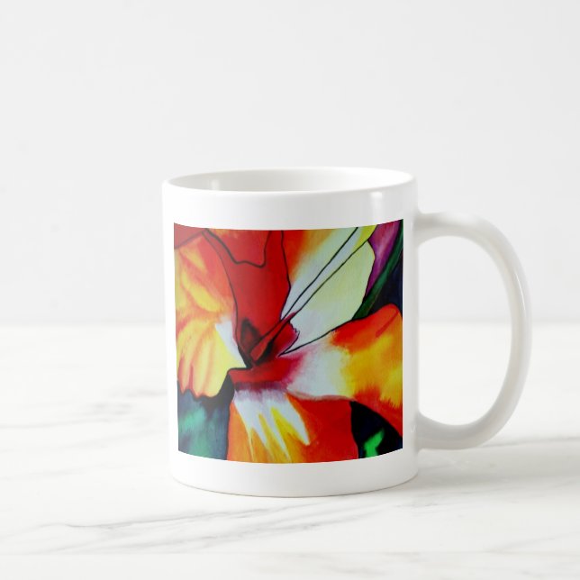 Orange Hibiscus tropical flower watercolor art Coffee Mug (Right)
