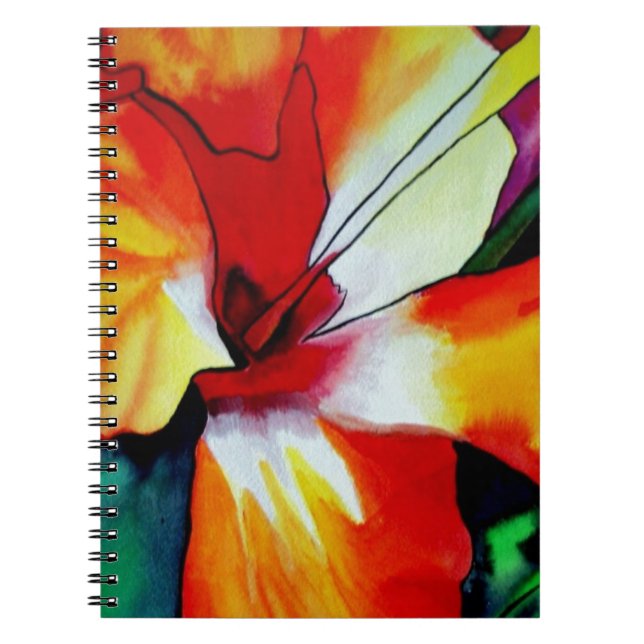 Orange Hibiscus tropical flower watercolor art Notebook (Front)
