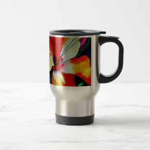 Orange Hibiscus tropical flower watercolor art Travel Mug