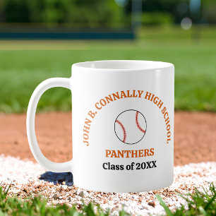 Orange High School Baseball Player Personalised Coffee Mug